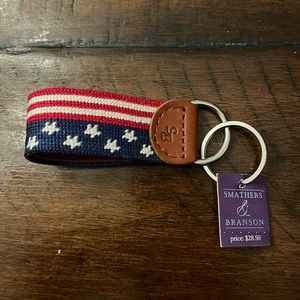Smathers & Branson - Needlepoint and leather key fob in American flag design
